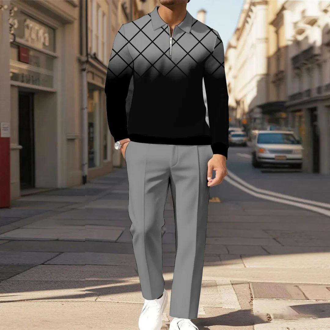 Modern Quarter Zip Two-Piece Set