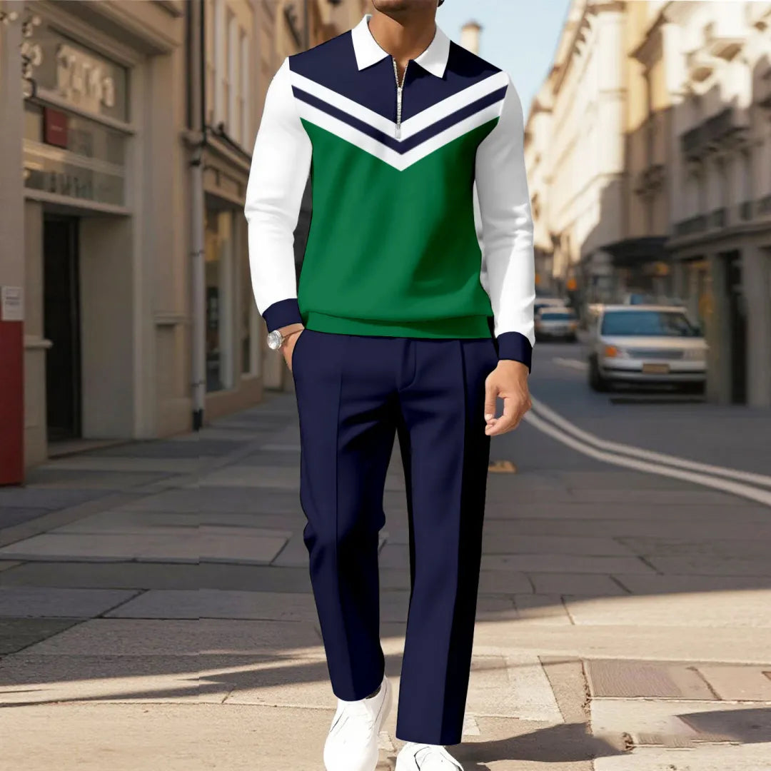 Modern Quarter Zip Two-Piece Set