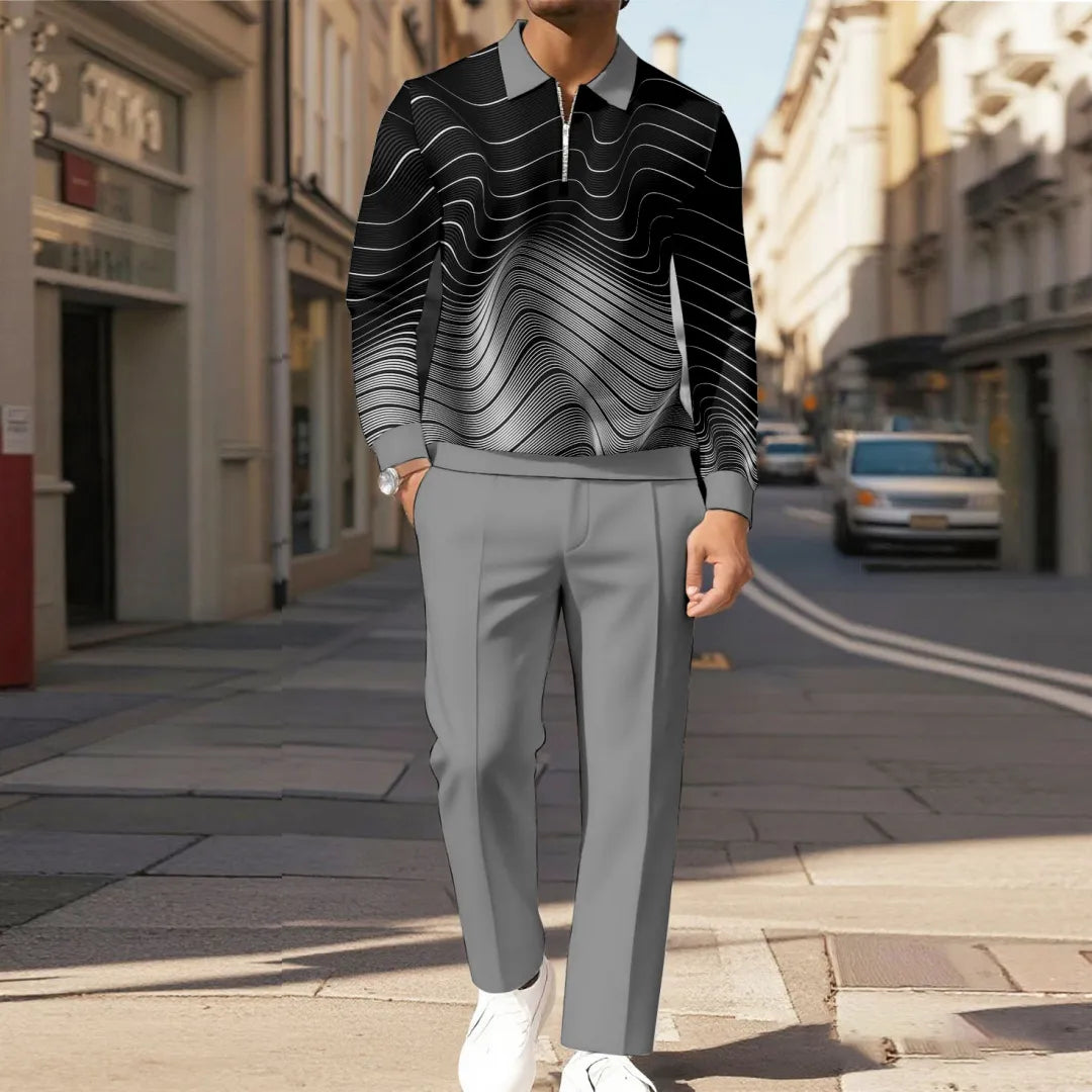 Modern Quarter Zip Two-Piece Set