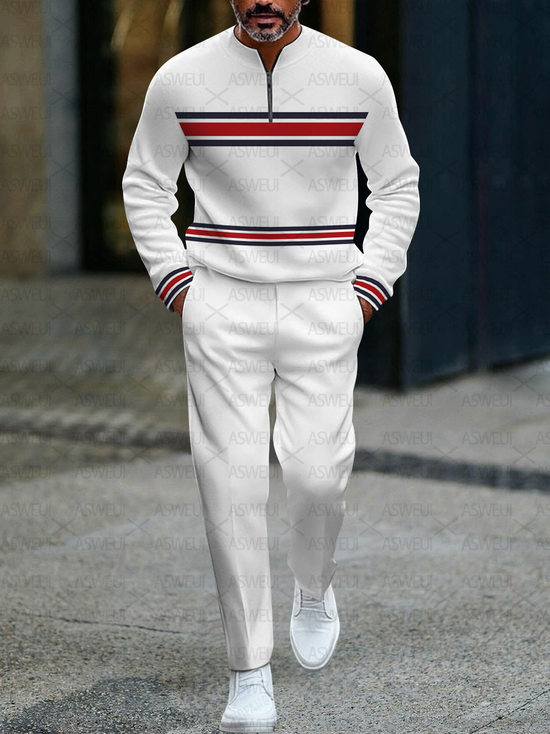 Zipper Long Sleeve Long Pants Two-Piece Set