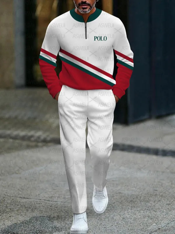 Zipper Long Sleeve Long Pants Two-Piece Set