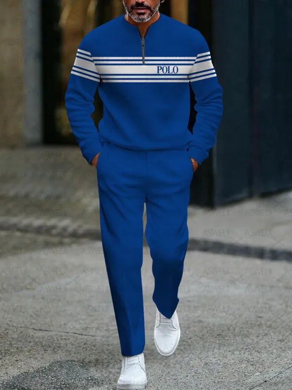 Zipper Long Sleeve Long Pants Two-Piece Set