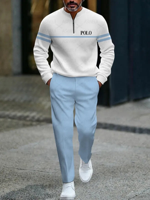 Zipper Long Sleeve Long Pants Two-Piece Set