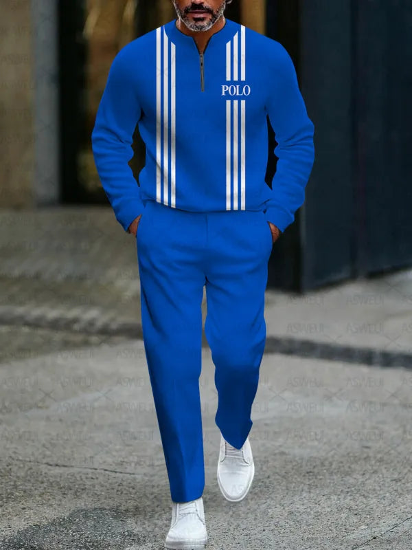 Zipper Long Sleeve Long Pants Two-Piece Set