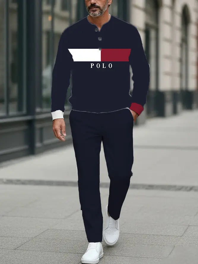 Long Sleeve Long Pants Button Two-Piece Set - DUVAL