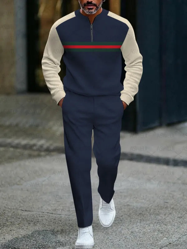 Zipper Long Sleeve Long Pants Two-Piece Set