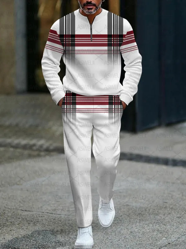 Zipper Long Sleeve Long Pants Two-Piece Set