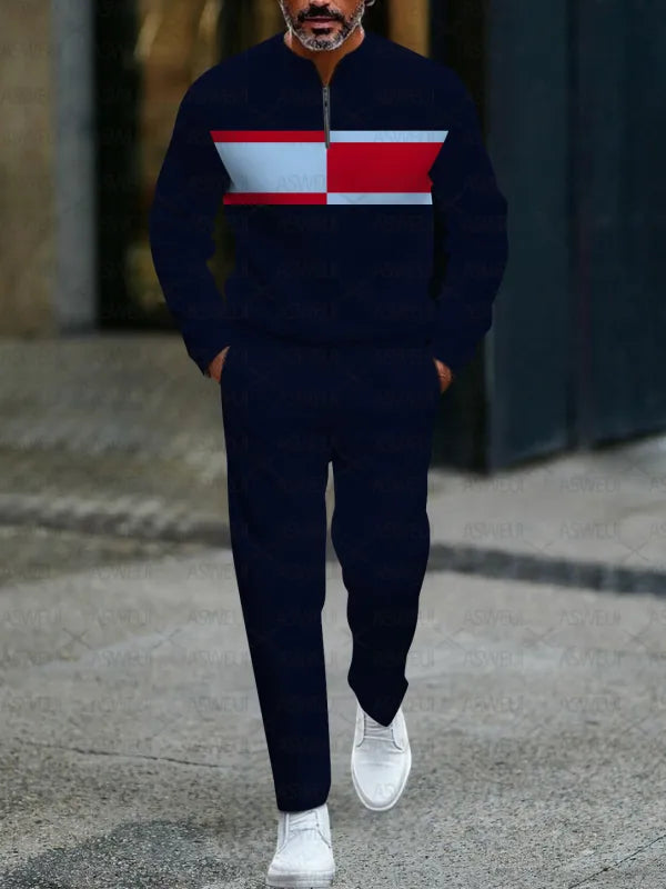 Long Sleeve Zipper Two-piece Set