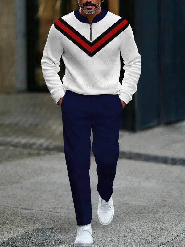 Zipper Long Sleeve Long Pants Two-Piece Set