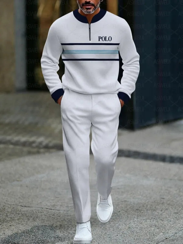 Zipper Long Sleeve Long Pants Two-Piece Set