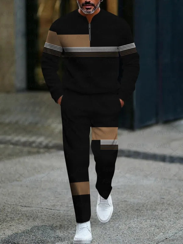 Long Sleeve Zipper Two-piece Set