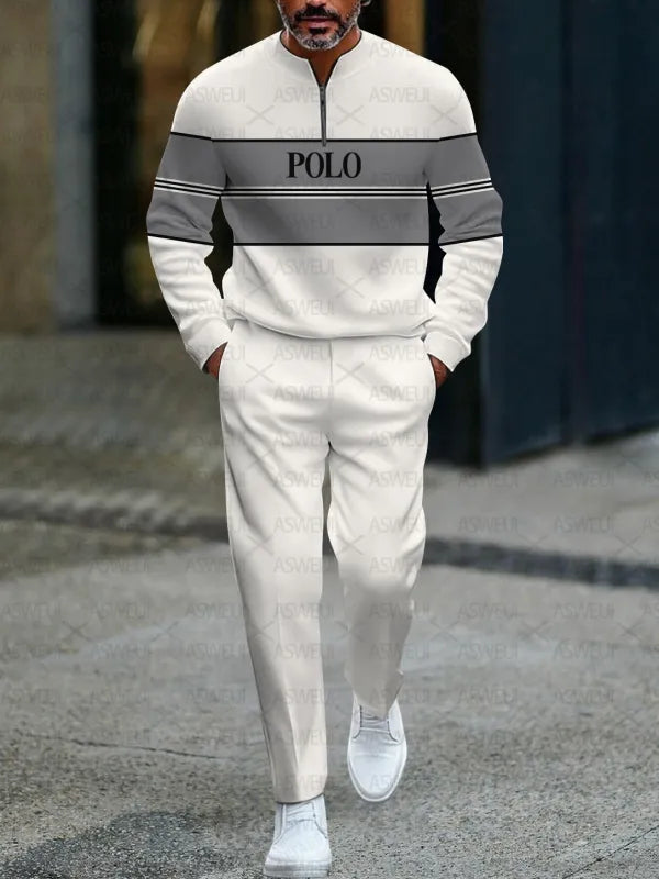 Zipper Long Sleeve Long Pants Two-Piece Set