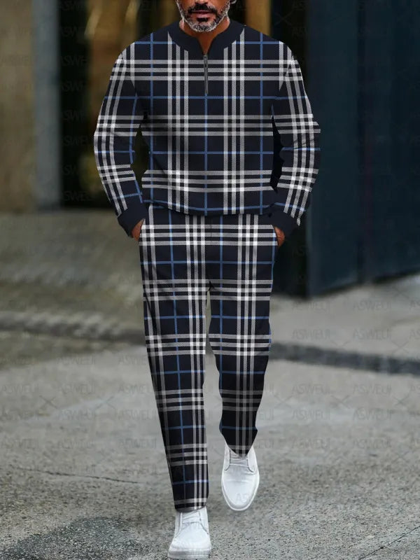 Zipper Long Sleeve Long Pants Two-Piece Set