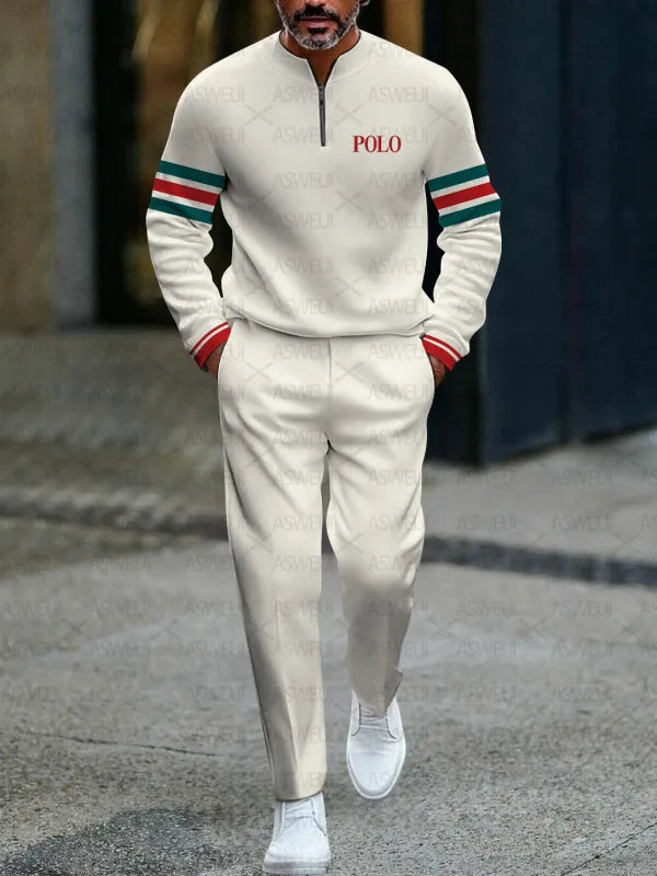 Zipper Long Sleeve Long Pants Two-Piece Set