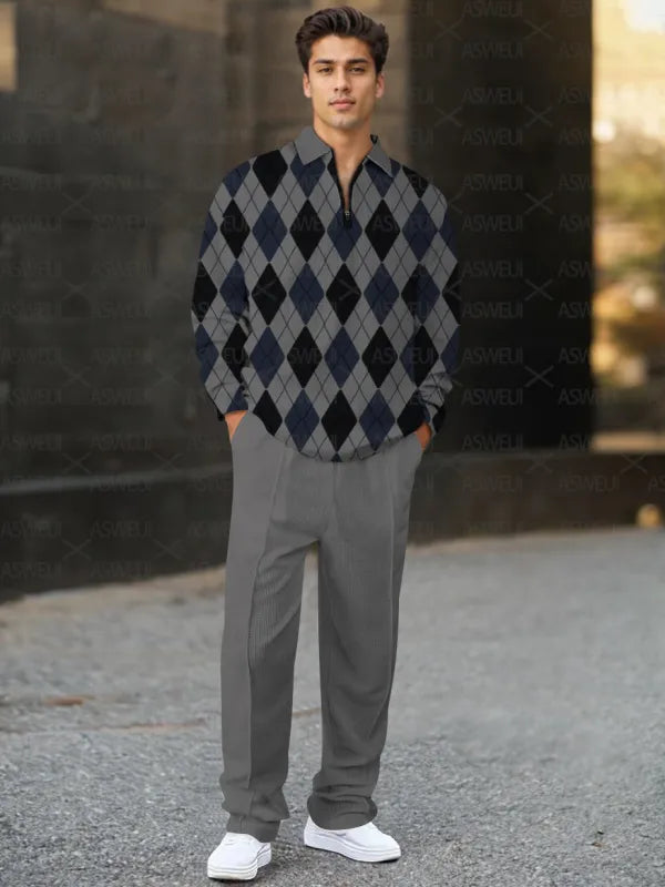 Long Sleeve Zipper Two-piece Set