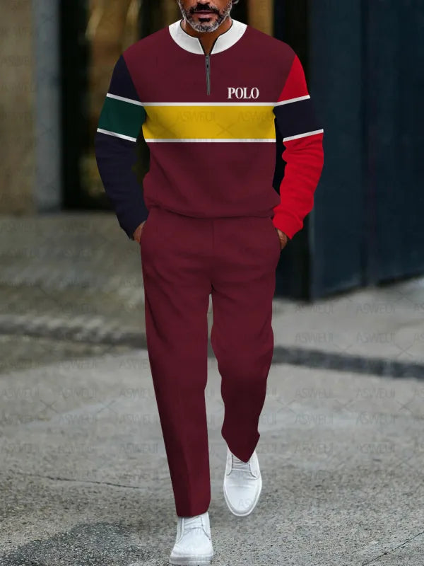 Zipper Long Sleeve Long Pants Two-Piece Set