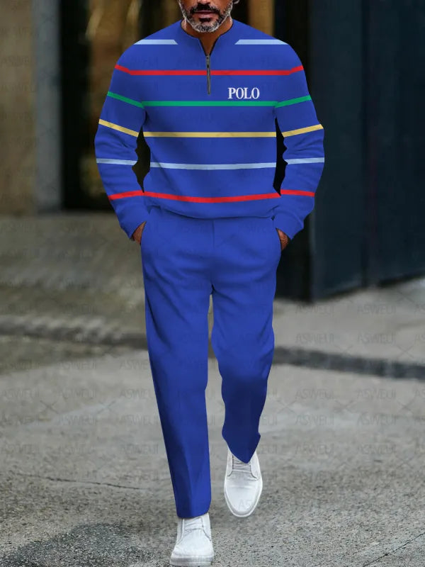 Zipper Long Sleeve Long Pants Two-Piece Set