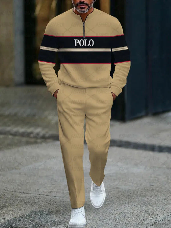 Zipper Long Sleeve Long Pants Two-Piece Set