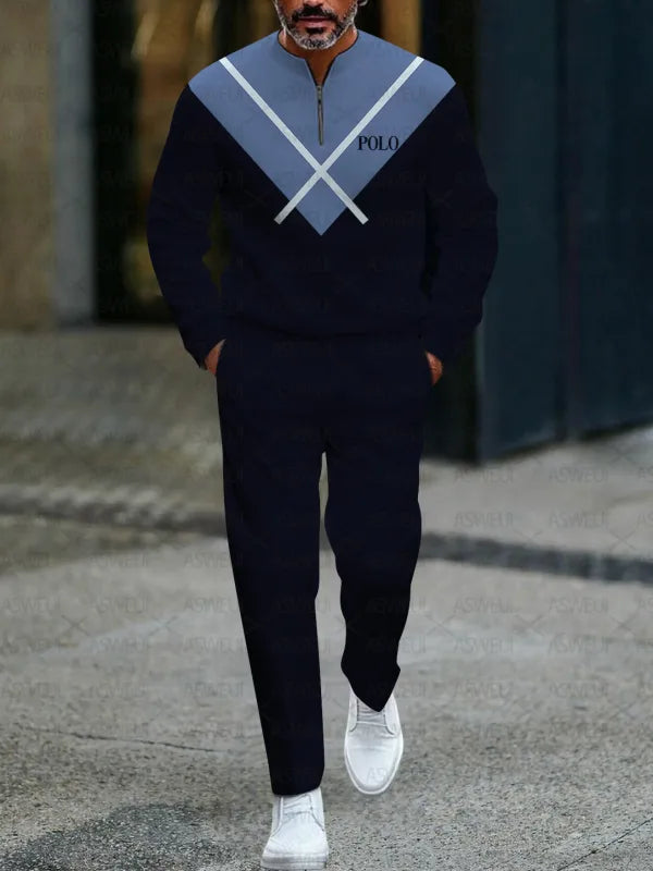 Zipper Long Sleeve Long Pants Two-Piece Set