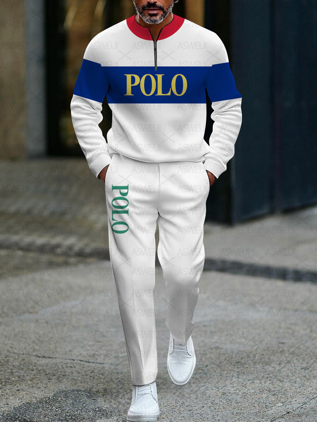 Zipper Long Sleeve Long Pants Two-Piece Set