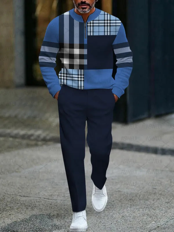 Zipper Long Sleeve Long Pants Two-Piece Set