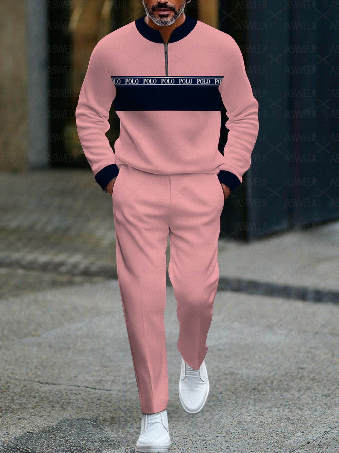 Zipper Long Sleeve Long Pants Two-Piece Set