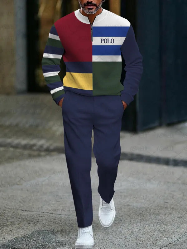 Zipper Long Sleeve Long Pants Two-Piece Set