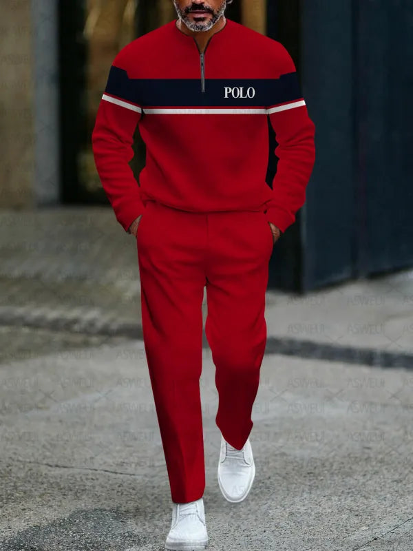 Zipper Long Sleeve Long Pants Two-Piece Set