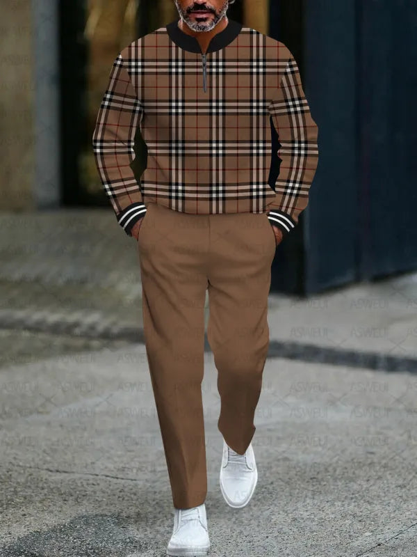 Long Sleeve Zipper Two-piece Set