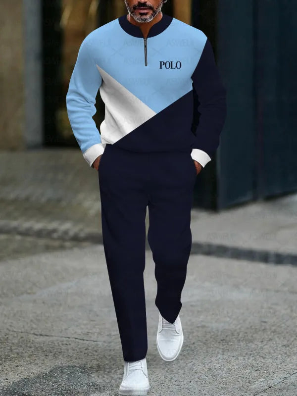 Zipper Long Sleeve Long Pants Two-Piece Set