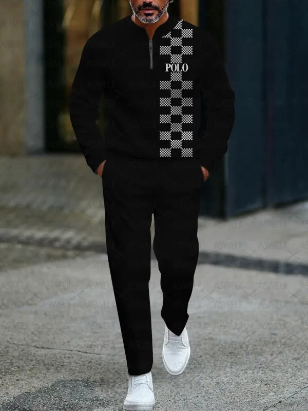 Zipper Long Sleeve Long Pants Two-Piece Set