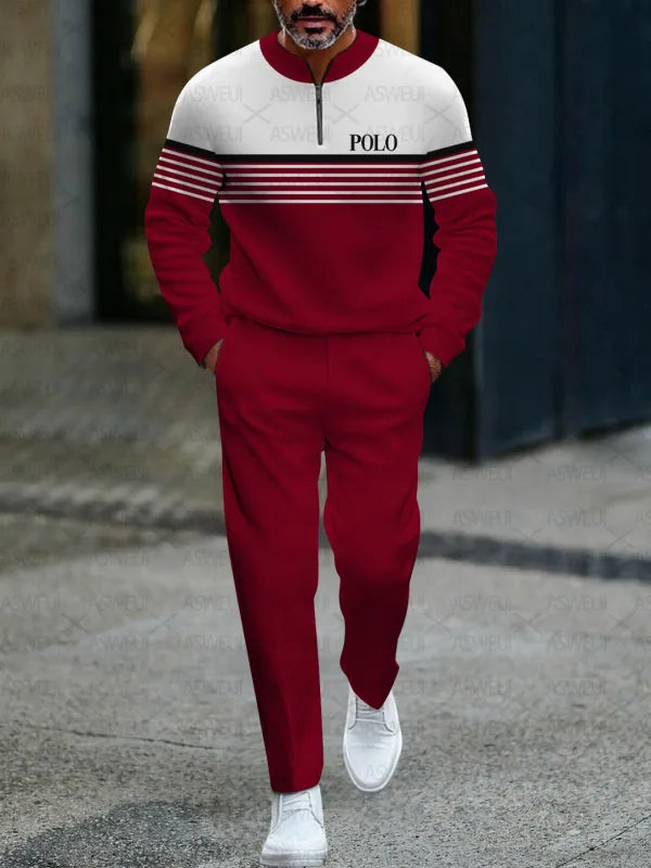 Zipper Long Sleeve Long Pants Two-Piece Set