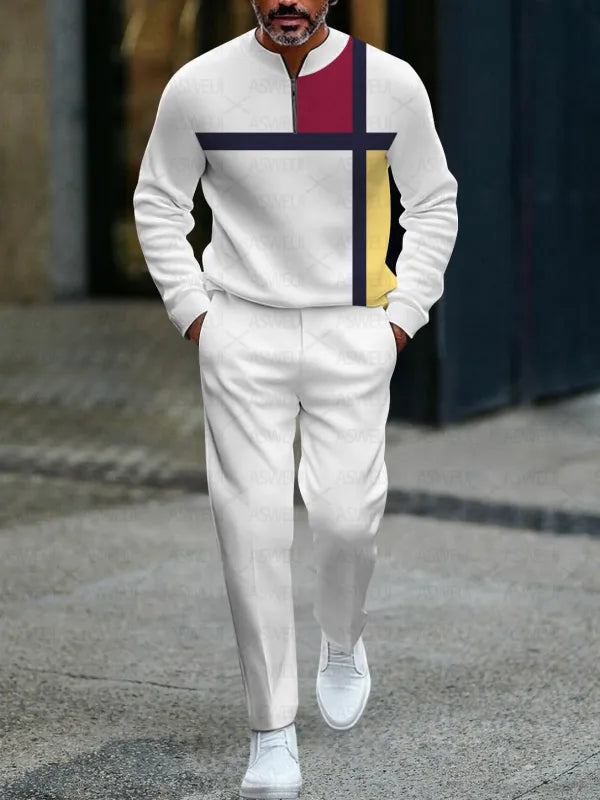 Zipper Long Sleeve Long Pants Two-Piece Set