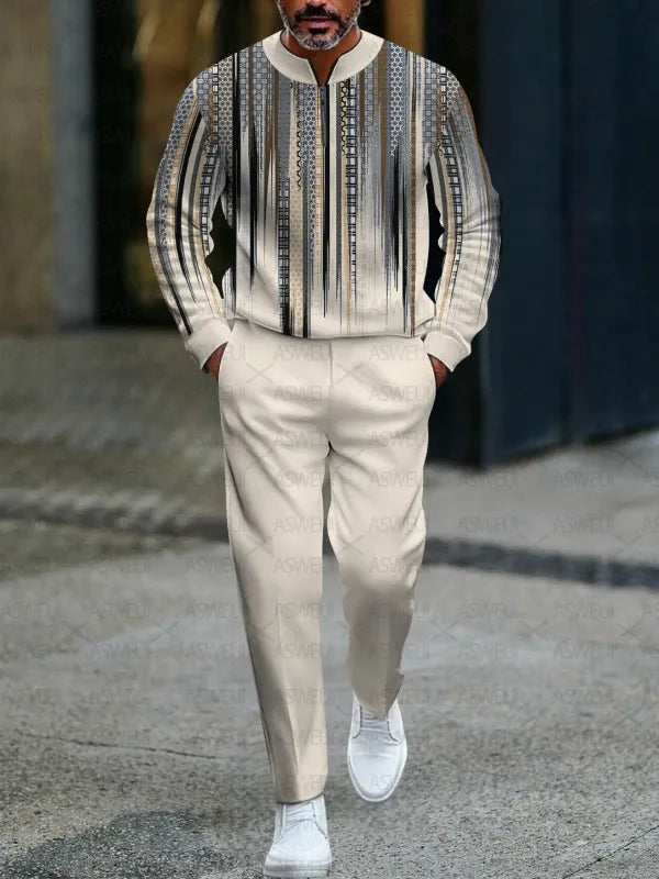 Long Sleeve Zipper Two-piece Set