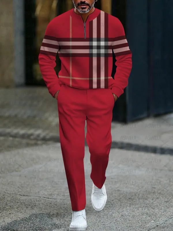 Zipper Long Sleeve Long Pants Two-Piece Set