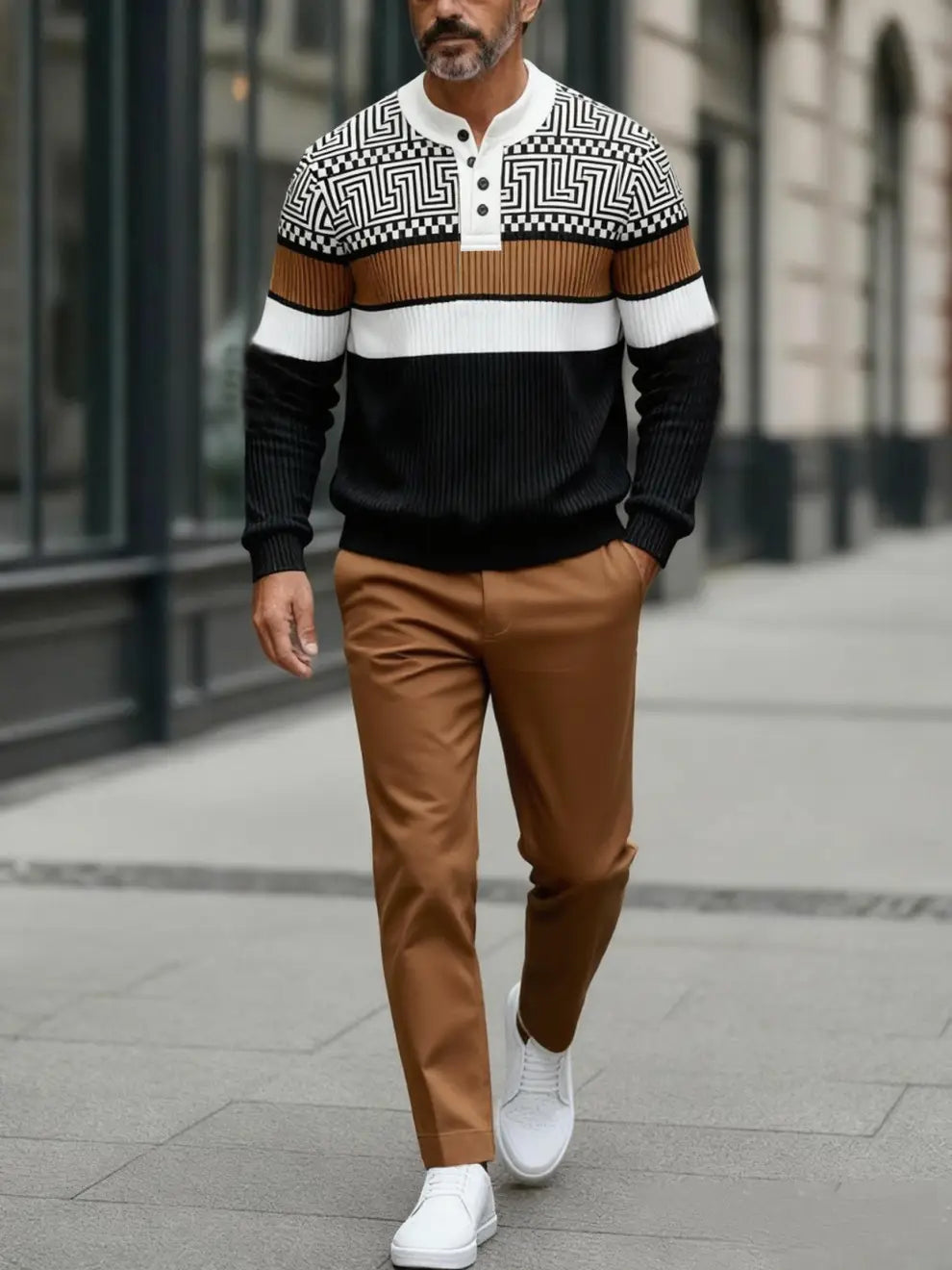 Long Sleeve Long Pants Button Two-Piece Set - DUVAL