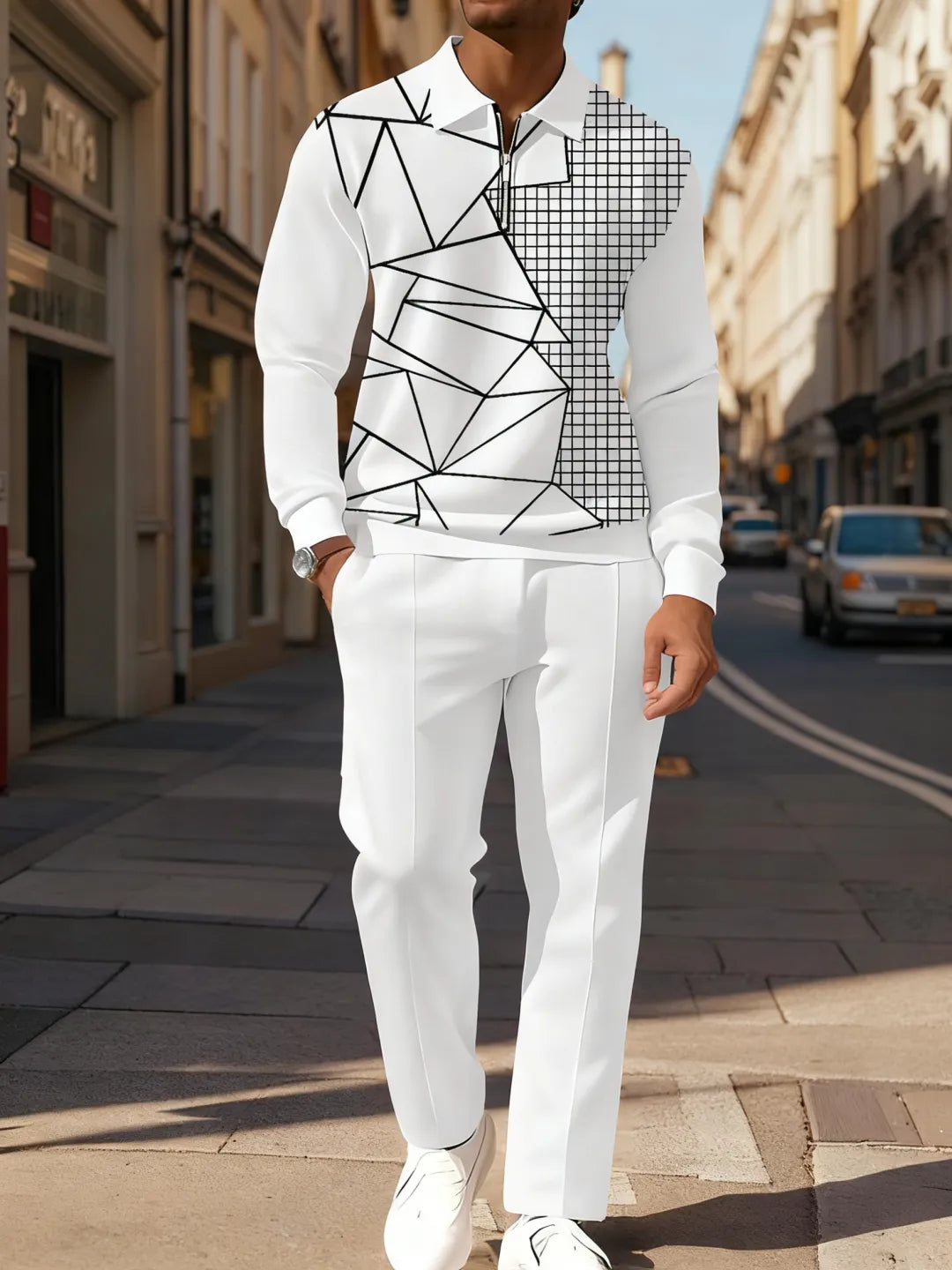 Modern Quarter Zip Two-Piece Set