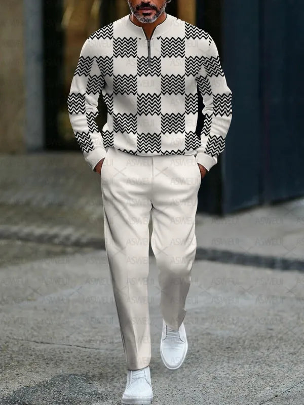 Long Sleeve Zipper Two-piece Set