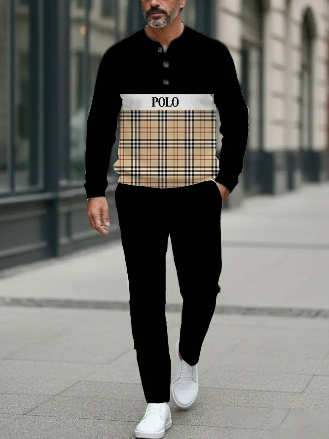 Long Sleeve Long Pants Button Two-Piece Set - DUVAL