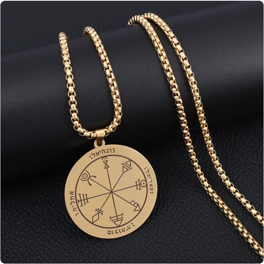 Hebrew Compass Gold Luxury Necklace Pendant