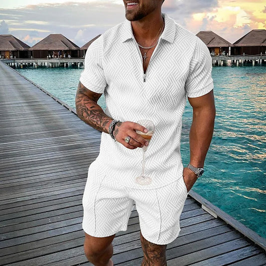 Infinity White Polo Shirt And Shorts Co-Ord
