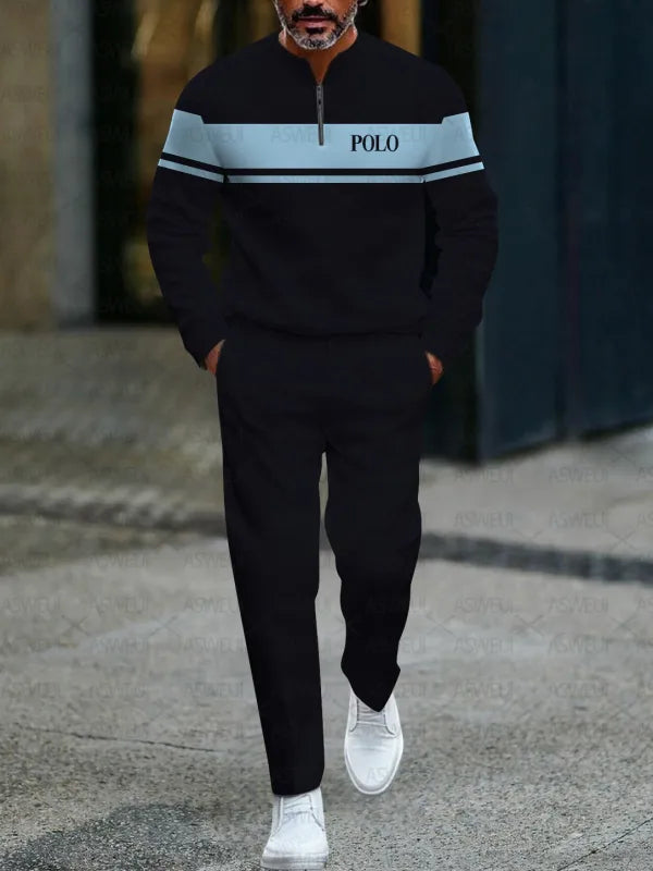 Zipper Long Sleeve Long Pants Two-Piece Set