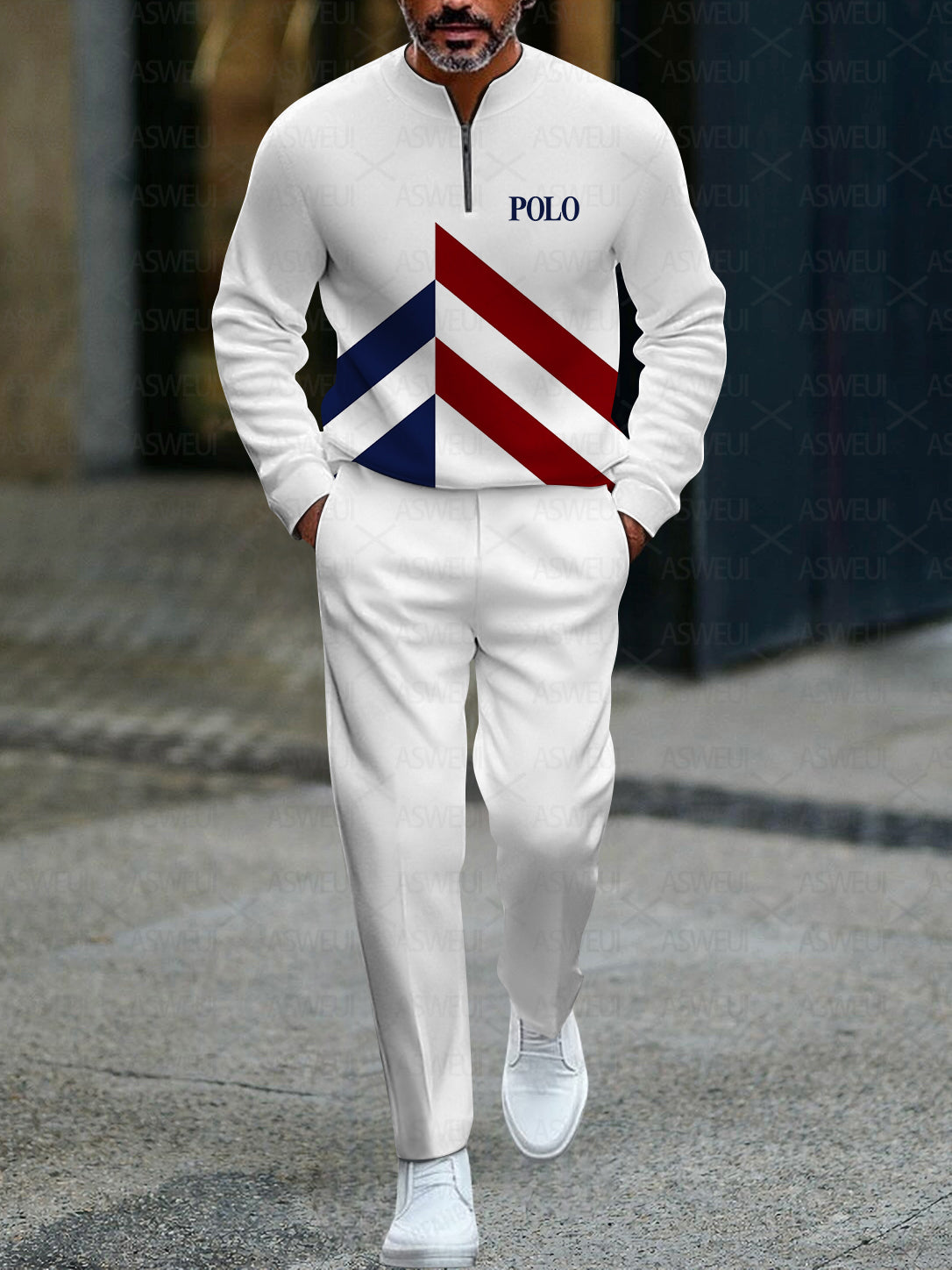 Zipper Long Sleeve Long Pants Two-Piece Set