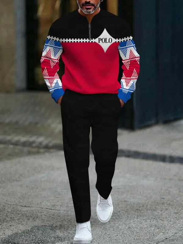 Zipper Long Sleeve Long Pants Two-Piece Set