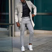 Stand Collar Triangular Geometric Gradient Print Coat