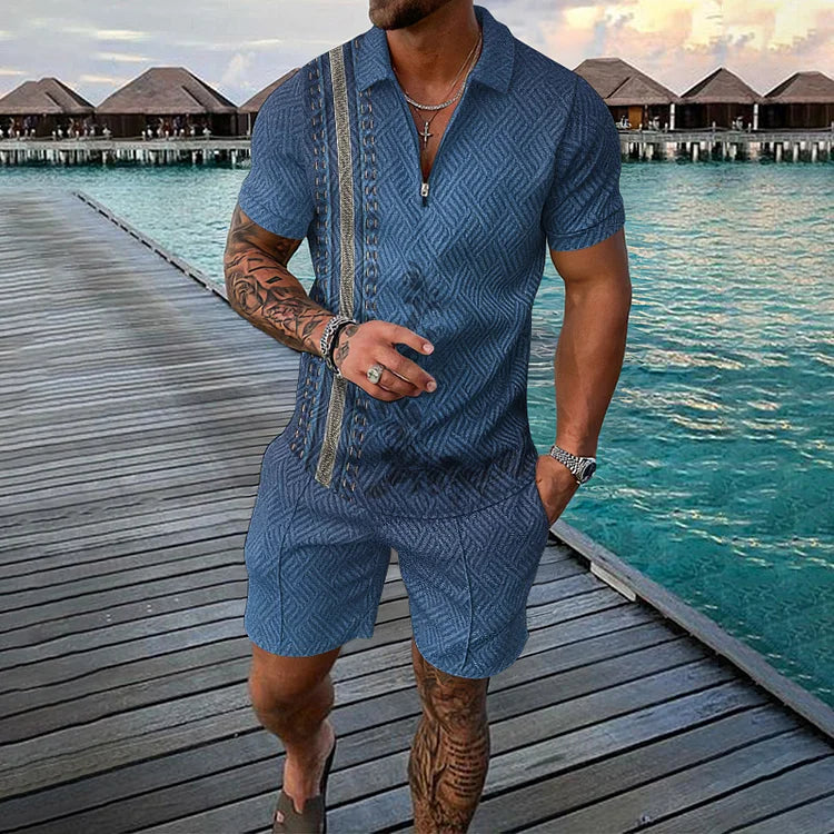 Vintage Blue Polo Shirt And Shorts Co-Ord - DUVAL