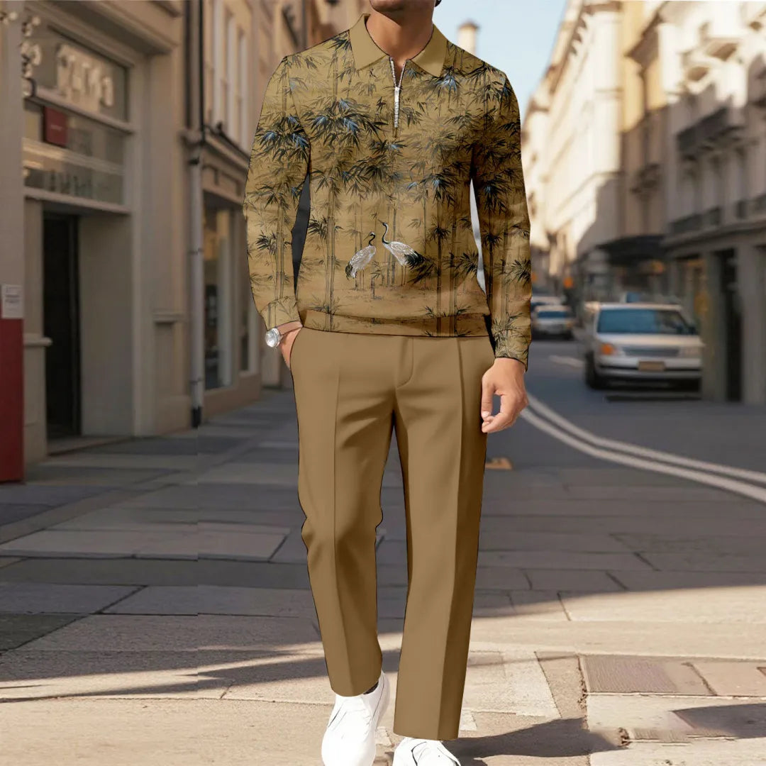 Modern Quarter Zip Two-Piece Set