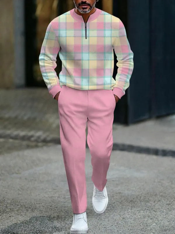 Zipper Long Sleeve Long Pants Two-Piece Set