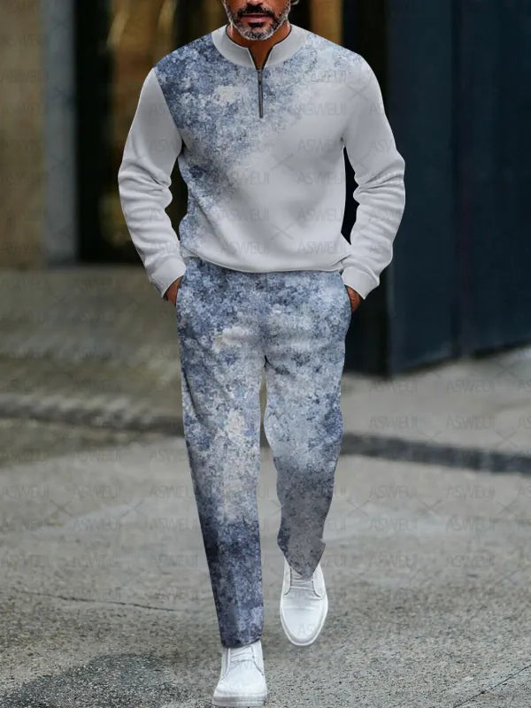 Zipper Long Sleeve Long Pants Two-Piece Set