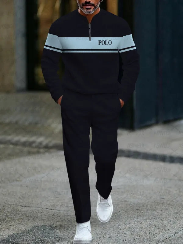 Zipper Long Sleeve Long Pants Two-Piece Set